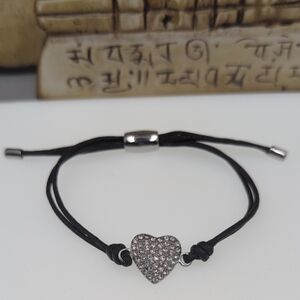Fossil Silver and Black Crystal Heart Bracelet
